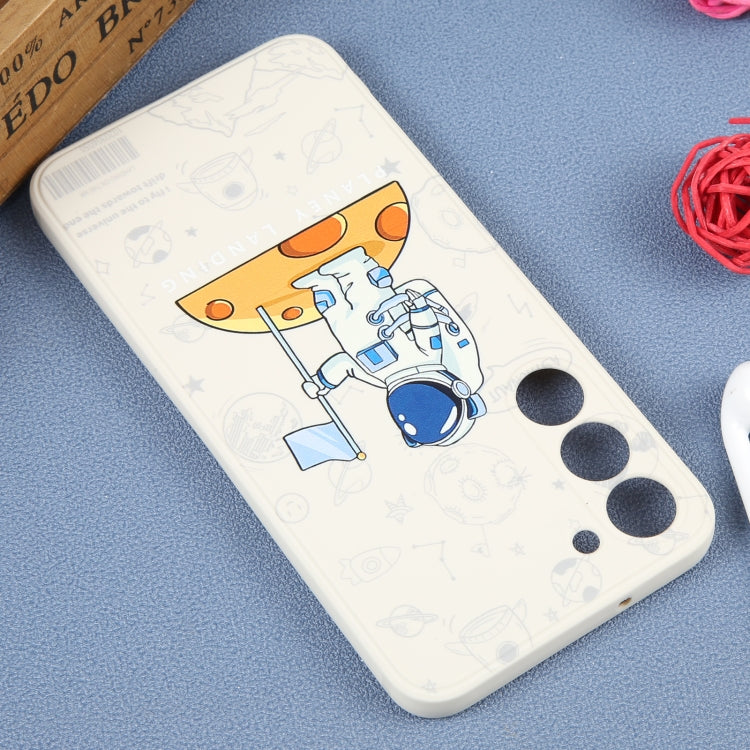 For Samsung Galaxy A23 4G Astronaut Pattern Silicone Straight Edge Phone Case(Planet Landing-White) - free shipping - PMC TechLife - Order now!