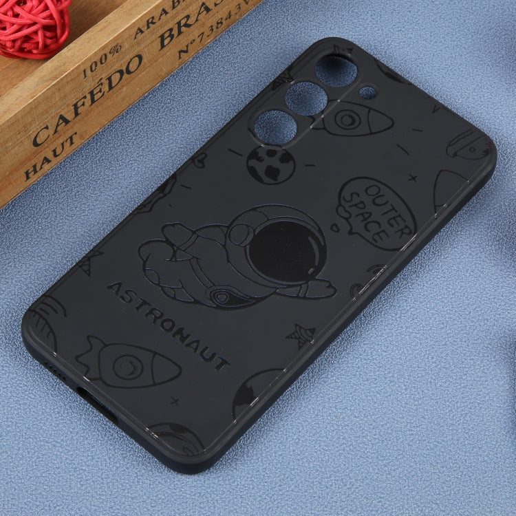 For Samsung Galaxy A22 5G Astronaut Pattern Silicone Straight Edge Phone Case(Flying Astronaut-Black) - free shipping - PMC TechLife - Order now!