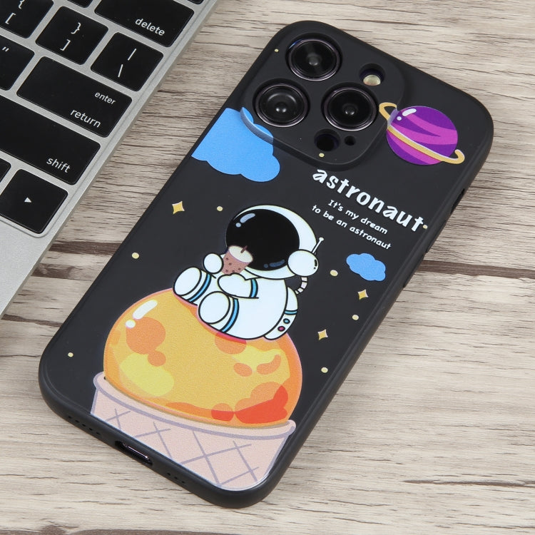 For iPhone 13 Milk Tea Astronaut Pattern Liquid Silicone Phone Case(Ivory Black) - iPhone 13 Cases by PMC Jewellery | Online Shopping South Africa | PMC Jewellery