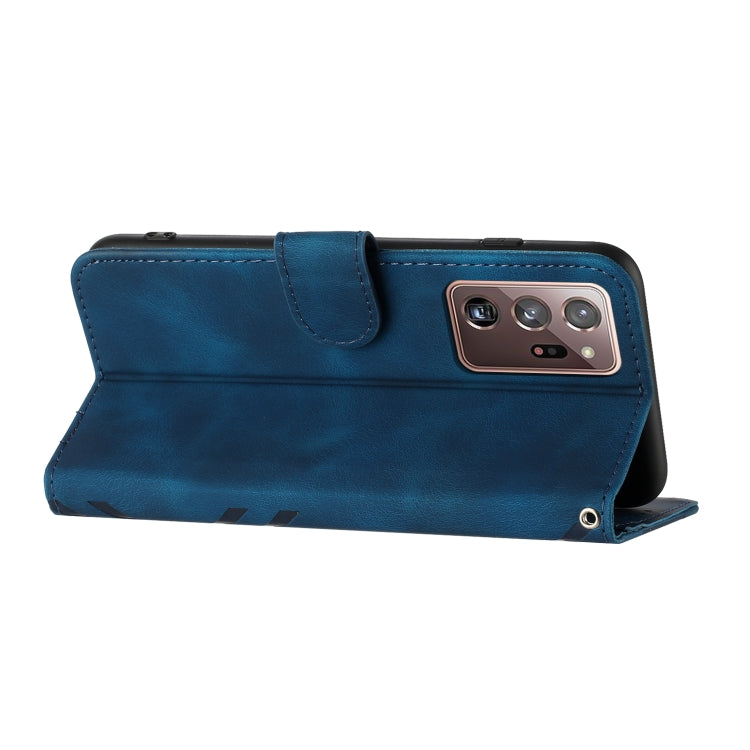 For Samsung Galaxy Note20 Ultra Line Pattern Skin Feel Leather Phone Case(Royal Blue) - free shipping - PMC TechLife - Order now!