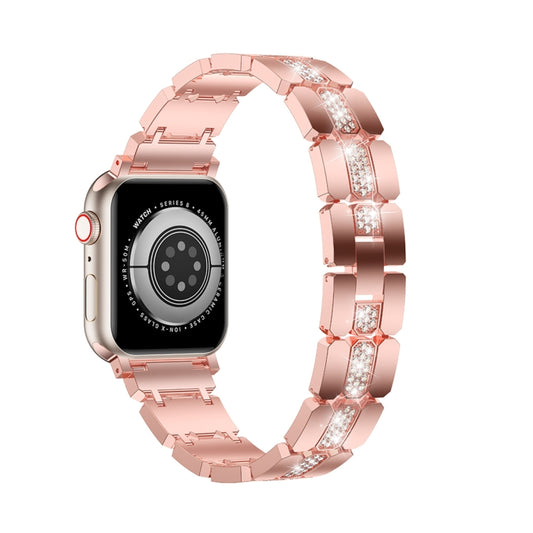 Diamond Metal Watch Band For Apple Watch SE 2022 44mm(Pink) - Watch Bands by PMC Jewellery | Online Shopping South Africa | PMC Jewellery