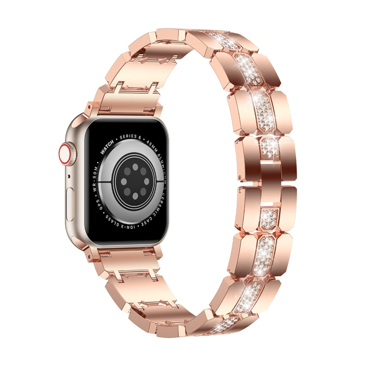 Diamond Metal Watch Band For Apple Watch SE 44mm(Rose Gold) - Watch Bands by PMC Jewellery | Online Shopping South Africa | PMC Jewellery