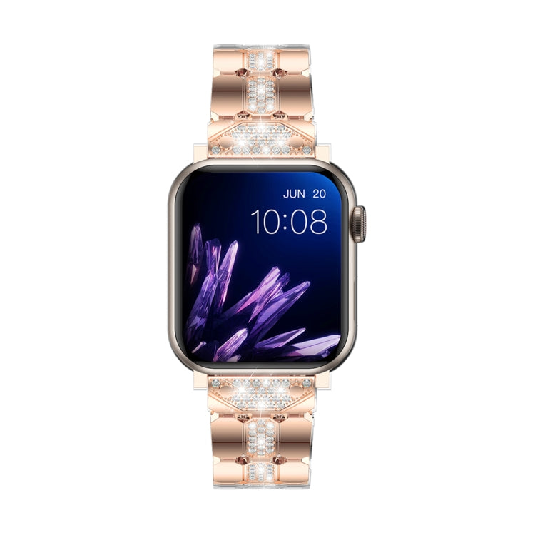 Diamond Metal Watch Band For Apple Watch 3 42mm(Rose Gold) - Watch Bands by PMC Jewellery | Online Shopping South Africa | PMC Jewellery