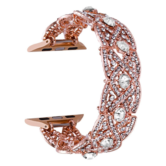 Diamonds Twist Metal Watch Band For Apple Watch 6 40mm(Rose Gold White) - Watch Bands by PMC Jewellery | Online Shopping South Africa | PMC Jewellery