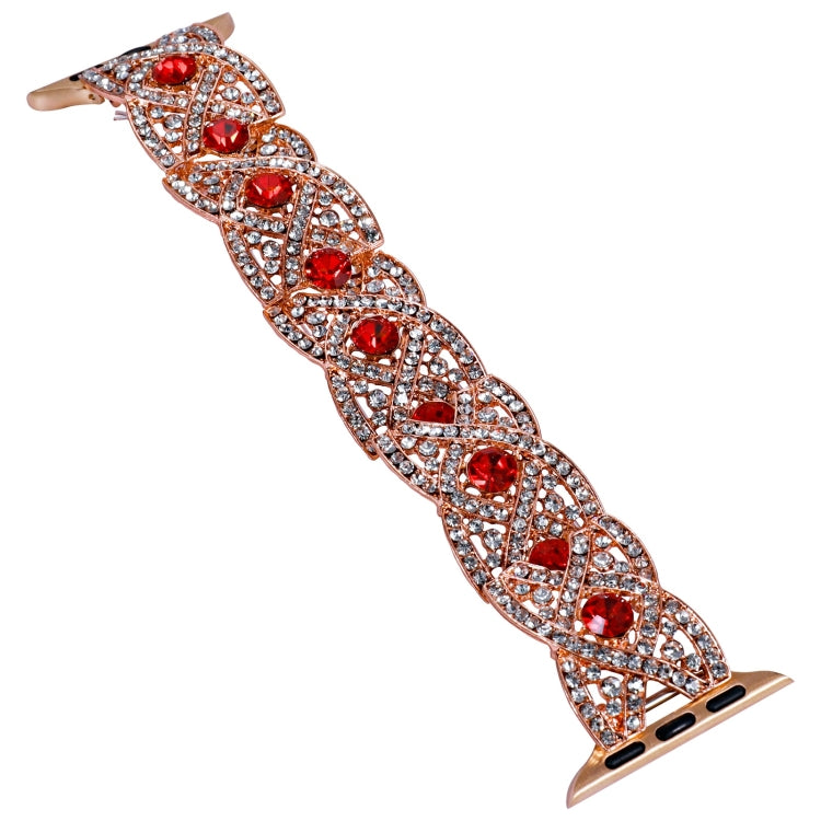 Diamonds Twist Metal Watch Band For Apple Watch 4 40mm(Rose Gold Red) - Watch Bands by PMC Jewellery | Online Shopping South Africa | PMC Jewellery