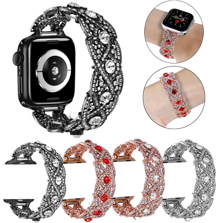 Diamonds Twist Metal Watch Band For Apple Watch 4 40mm(Rose Gold White) - Watch Bands by PMC Jewellery | Online Shopping South Africa | PMC Jewellery