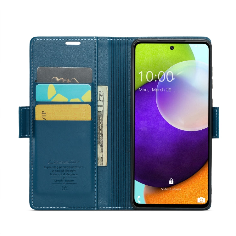 For Samsung Galaxy A52/A52s 5G CaseMe 023 Butterfly Buckle Litchi Texture RFID Anti-theft Leather Phone Case(Blue) - Galaxy Phone Cases by CaseMe | Online Shopping South Africa | PMC Jewellery | Buy Now Pay Later Mobicred