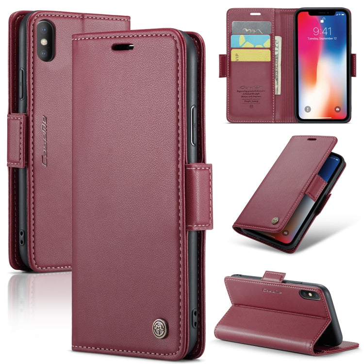For iPhone XS Max CaseMe 023 Butterfly Buckle Litchi Texture RFID Anti-theft Leather Phone Case(Wine Red) - More iPhone Cases by CaseMe | Online Shopping South Africa | PMC Jewellery