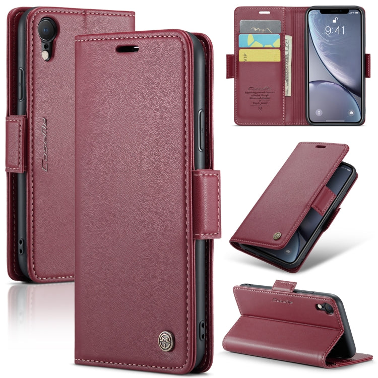 For iPhone XR CaseMe 023 Butterfly Buckle Litchi Texture RFID Anti-theft Leather Phone Case(Wine Red) - More iPhone Cases by CaseMe | Online Shopping South Africa | PMC Jewellery