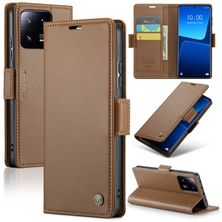 For Xiaomi 13 Pro CaseMe 023 Butterfly Buckle Litchi Texture RFID Anti-theft Leather Phone Case(Brown) - 13 Pro Cases by CaseMe | Online Shopping South Africa | PMC Jewellery