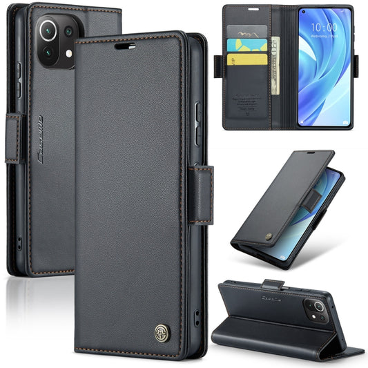 For Xiaomi Mi 11 Lite CaseMe 023 Butterfly Buckle Litchi Texture RFID Anti-theft Leather Phone Case(Black) - Xiaomi Cases by CaseMe | Online Shopping South Africa | PMC Jewellery