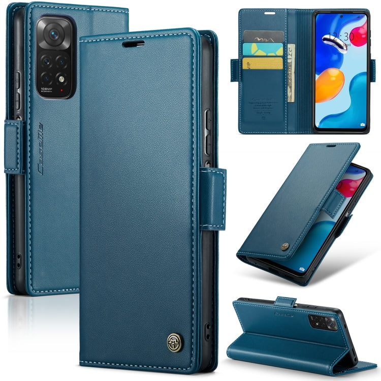 For Xiaomi Redmi Note 11 4G Global/Note 11S Global CaseMe 023 Butterfly Buckle Litchi Texture RFID Anti-theft Leather Phone Case(Blue) - Xiaomi Cases by CaseMe | Online Shopping South Africa | PMC Jewellery | Buy Now Pay Later Mobicred