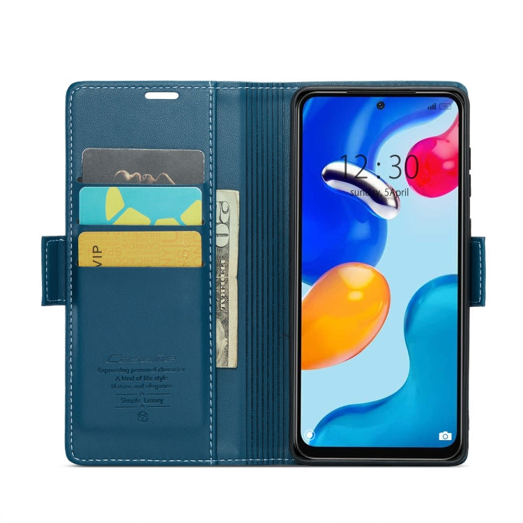 For Xiaomi Redmi Note 11 4G Global/Note 11S Global CaseMe 023 Butterfly Buckle Litchi Texture RFID Anti-theft Leather Phone Case(Blue) - Xiaomi Cases by CaseMe | Online Shopping South Africa | PMC Jewellery | Buy Now Pay Later Mobicred