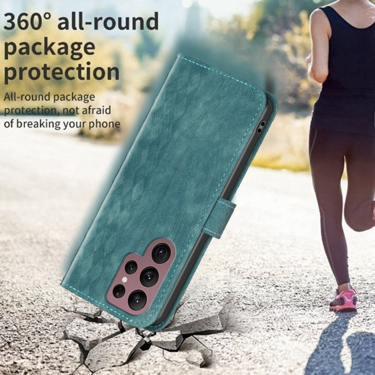 For Samsung Galaxy S22 Ultra 5G Plaid Embossed Leather Phone Case(Green) - free shipping - PMC TechLife - Order now!