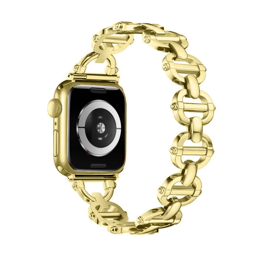 Ladder Buckle Metal Watch Band For Apple Watch 8 41mm(Gold) - Watch Bands by PMC Jewellery | Online Shopping South Africa | PMC Jewellery