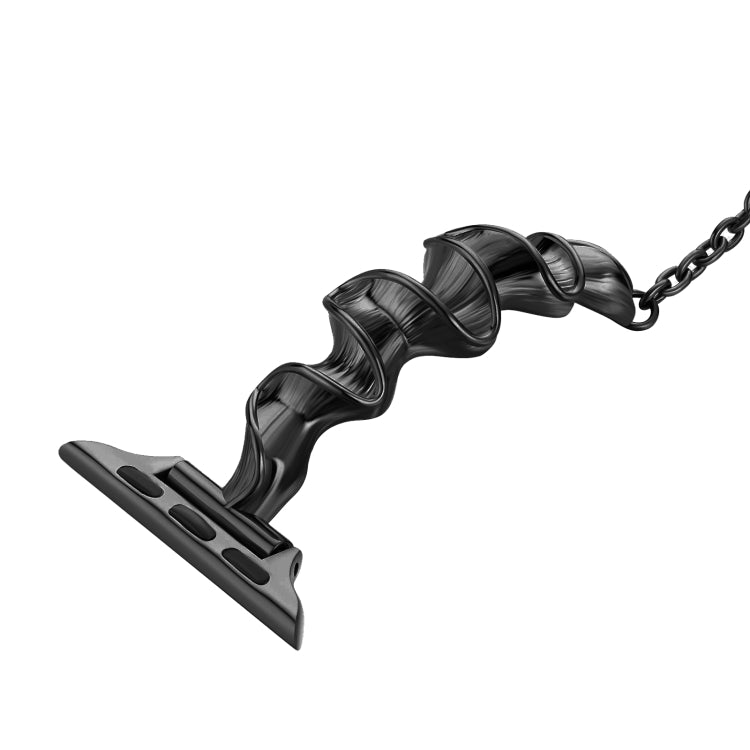 Ribbon Wave Metal Watch Band For Apple Watch 8 45mm(Black) - Watch Bands by PMC TechLife | Online Shopping South Africa | PMC TechLife