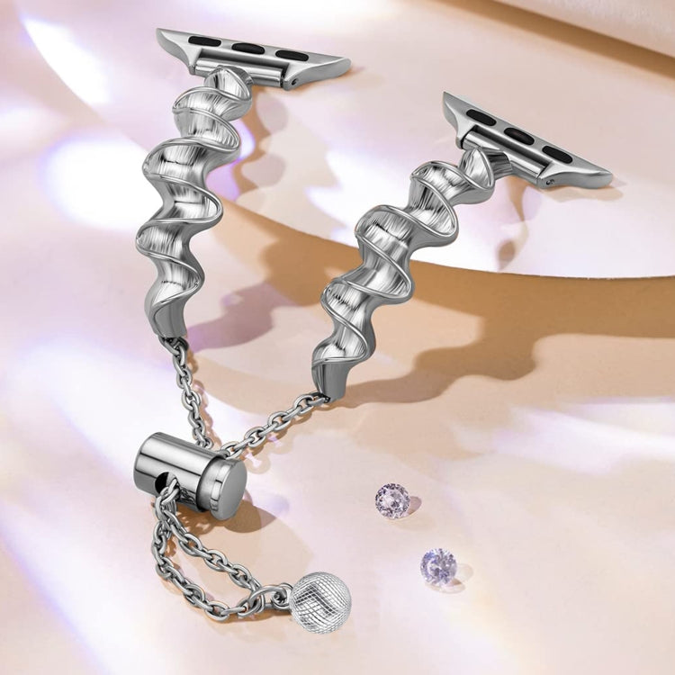 Ribbon Wave Metal Watch Band For Apple Watch SE 44mm(Silver) - Watch Bands by PMC TechLife | Online Shopping South Africa | PMC TechLife