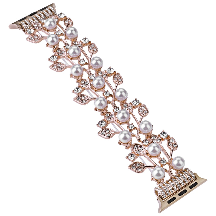 Four-leaf Bead Metal Watch Band For Apple Watch SE 40mm(Rose Gold) - Watch Bands by PMC Jewellery | Online Shopping South Africa | PMC Jewellery