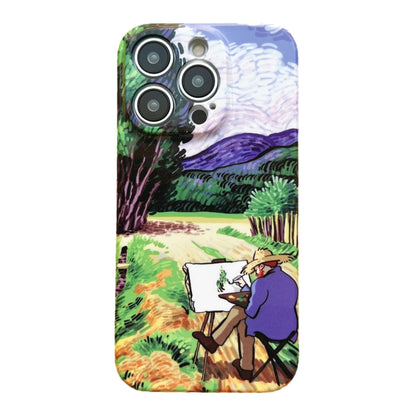 For iPhone 14 Pro Precise Hole Oil Painting Pattern PC Phone Case(Painting) - iPhone 14 Pro Cases by PMC Jewellery | Online Shopping South Africa | PMC Jewellery