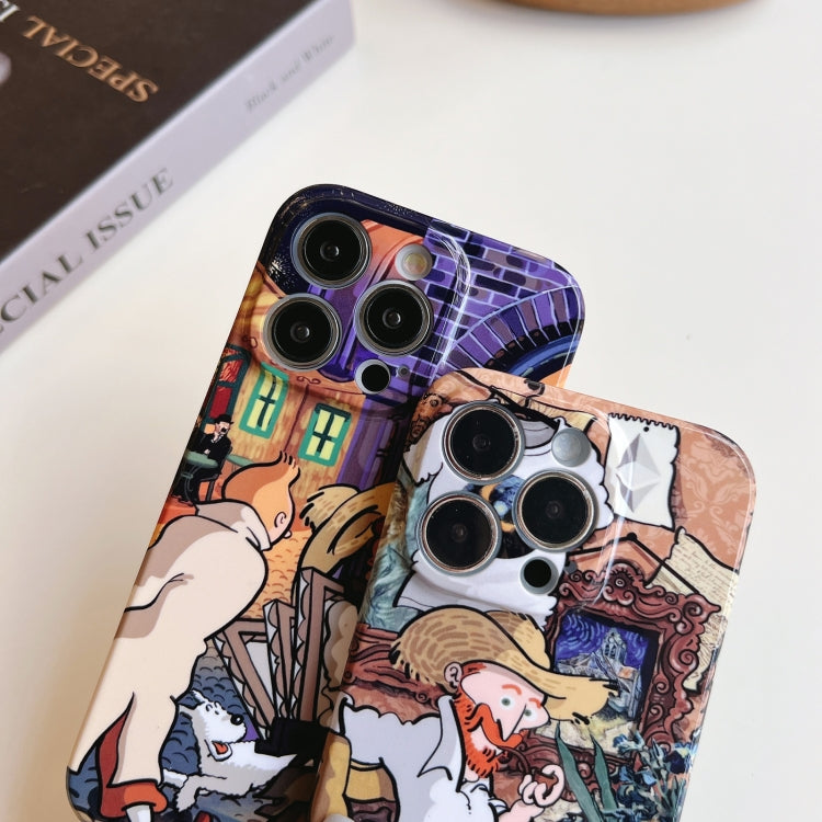 For iPhone 13 Precise Hole Oil Painting Pattern PC Phone Case(Edifice) - iPhone 13 Cases by PMC Jewellery | Online Shopping South Africa | PMC Jewellery