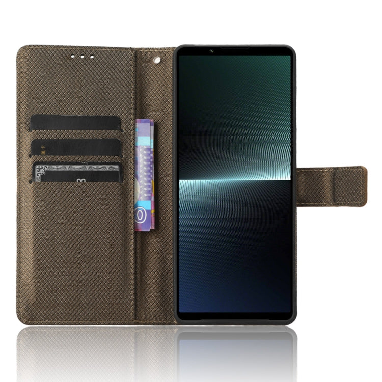 For Sony Xperia 1 V Diamond Texture Leather Phone Case(Brown) - Sony Cases by PMC Jewellery | Online Shopping South Africa | PMC Jewellery