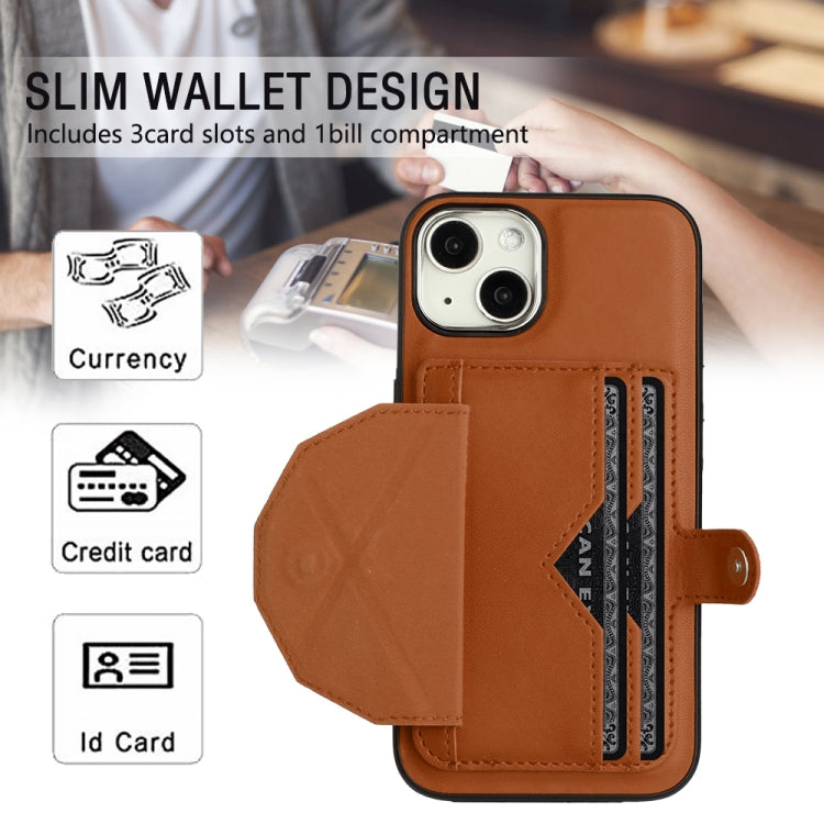 For iPhone 14 Shockproof Leather Phone Case with Card Holder(Brown) - iPhone 14 Cases by PMC Jewellery | Online Shopping South Africa | PMC Jewellery