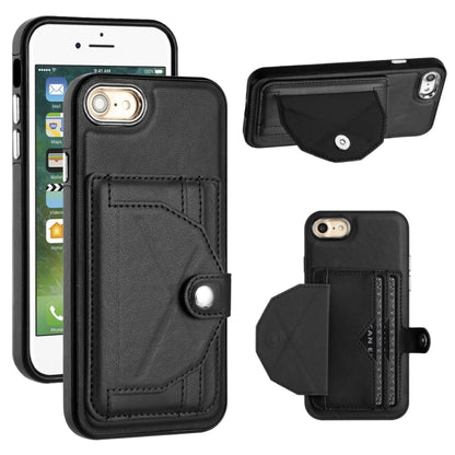 For iPhone SE 2022/SE 2020/6/7/8 Shockproof Leather Phone Case with Card Holder(Black) - iPhone SE 2022 / 2020 / 8 / 7 Cases by PMC Jewellery | Online Shopping South Africa | PMC Jewellery