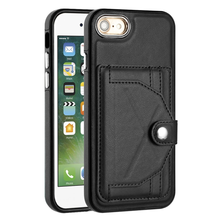 For iPhone SE 2022/SE 2020/6/7/8 Shockproof Leather Phone Case with Card Holder(Black) - iPhone SE 2022 / 2020 / 8 / 7 Cases by PMC Jewellery | Online Shopping South Africa | PMC Jewellery