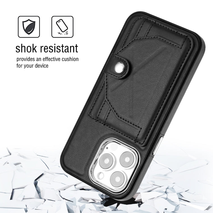 For iPhone 15 Pro Shockproof Leather Phone Case with Card Holder(Black) - free shipping - PMC TechLife - Order now!