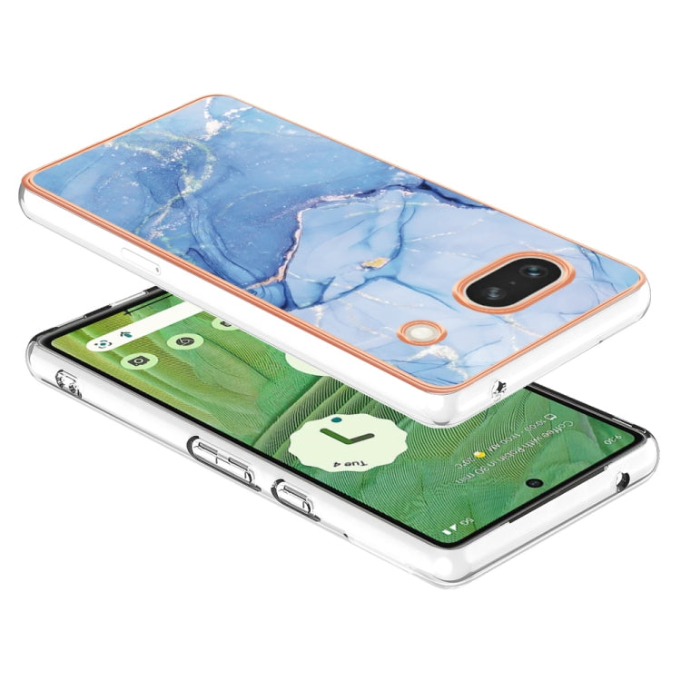 For Google Pixel 7a Electroplating Marble Dual-side IMD Phone Case(Blue 018) - free shipping - PMC TechLife - Order now!