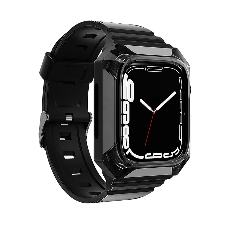 Armor Case Integrated TPU Watch Band For Apple Watch 7 45mm(Black) - Watch Bands by PMC TechLife | Online Shopping South Africa | PMC TechLife