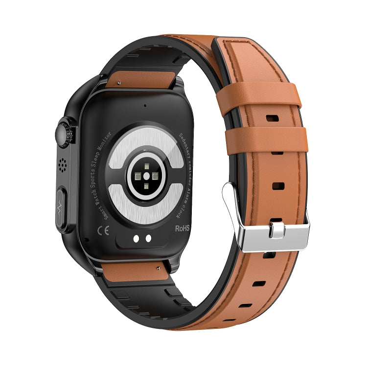 TK12 1.96 inch IP67 Waterproof Leather Band Smart Watch Supports ECG / Remote Families Care / Bluetooth Call / Body Temperature Monitoring(Brown) - Smart Watches by PMC Jewellery | Online Shopping South Africa | PMC Jewellery