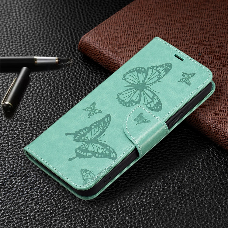 For Xiaomi Redmi Note 12S 4G / Note 11 Two Butterflies Embossing Leather Phone Case(Green) - Xiaomi Cases by PMC Jewellery | Online Shopping South Africa | PMC Jewellery