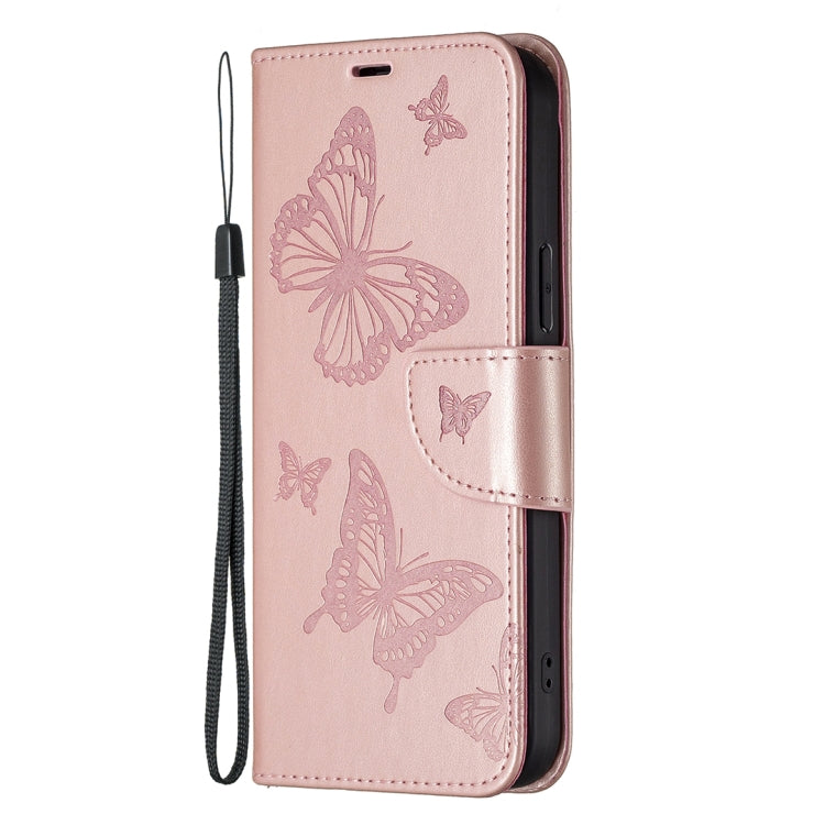 For Xiaomi Poco F5 5G / Redmi Note 12 Turbo Two Butterflies Embossing Leather Phone Case(Rose Gold) - Xiaomi Cases by PMC Jewellery | Online Shopping South Africa | PMC Jewellery