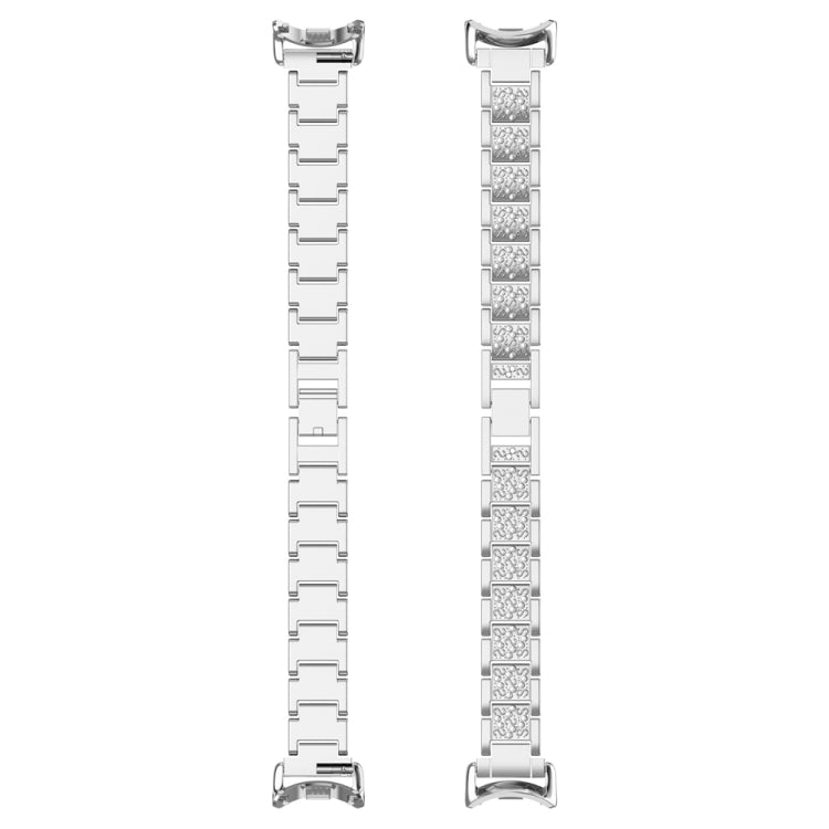 For Xiaomi Mi Band 8 Three-beads Full Diamond Metal Watch Band(Silver) - Watch Bands by PMC Jewellery | Online Shopping South Africa | PMC Jewellery