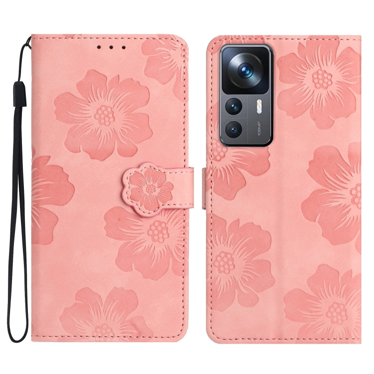 For Xiaomi 12T  / 12T Pro Flower Embossing Pattern Leather Phone Case(Pink) - Xiaomi Cases by PMC Jewellery | Online Shopping South Africa | PMC Jewellery