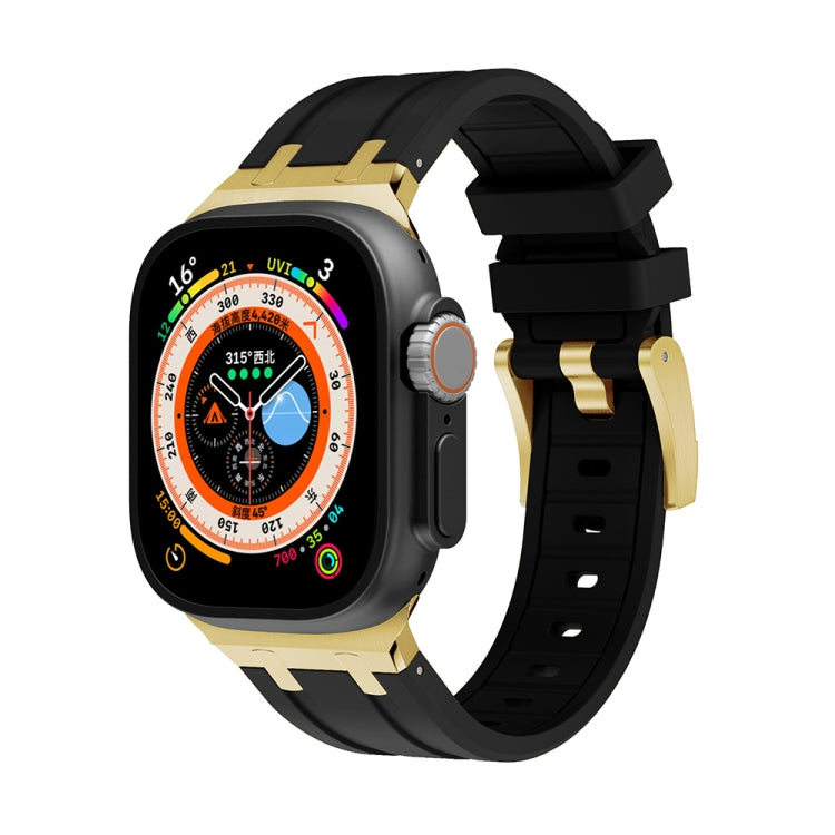 AP Silicone Watch Band For Apple Watch 7 45mm(Gold Black) - Watch Bands by PMC TechLife | Online Shopping South Africa | PMC TechLife