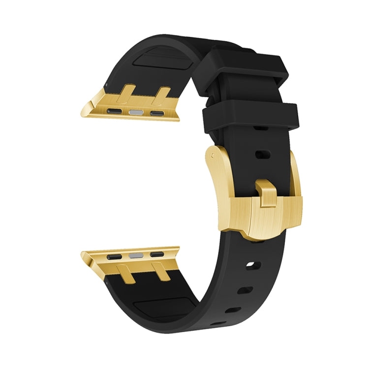 AP Silicone Watch Band For Apple Watch 4 44mm(Gold Black) - Watch Bands by PMC TechLife | Online Shopping South Africa | PMC TechLife