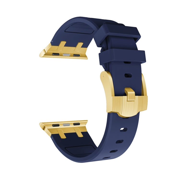 AP Silicone Watch Band For Apple Watch 38mm(Gold Blue) - Watch Bands by PMC TechLife | Online Shopping South Africa | PMC TechLife
