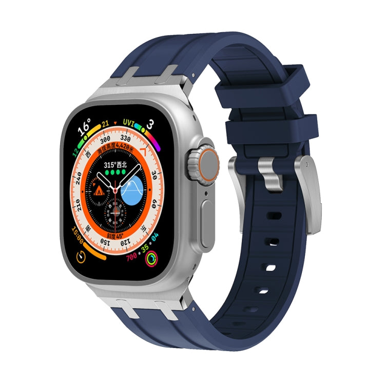 AP Silicone Watch Band For Apple Watch 38mm(Silver Blue) - Watch Bands by PMC TechLife | Online Shopping South Africa | PMC TechLife