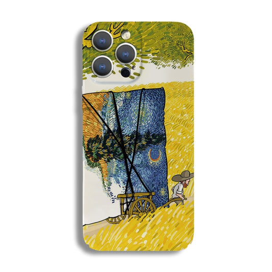 For iPhone 14 Plus Precise Hole Oil Painting Pattern PC Phone Case(Handcart) - iPhone 14 Plus Cases by PMC Jewellery | Online Shopping South Africa | PMC Jewellery