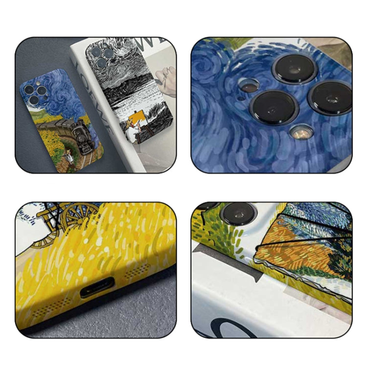 For iPhone 14 Pro Max Precise Hole Oil Painting Pattern PC Phone Case(Train) - iPhone 14 Pro Max Cases by PMC Jewellery | Online Shopping South Africa | PMC Jewellery