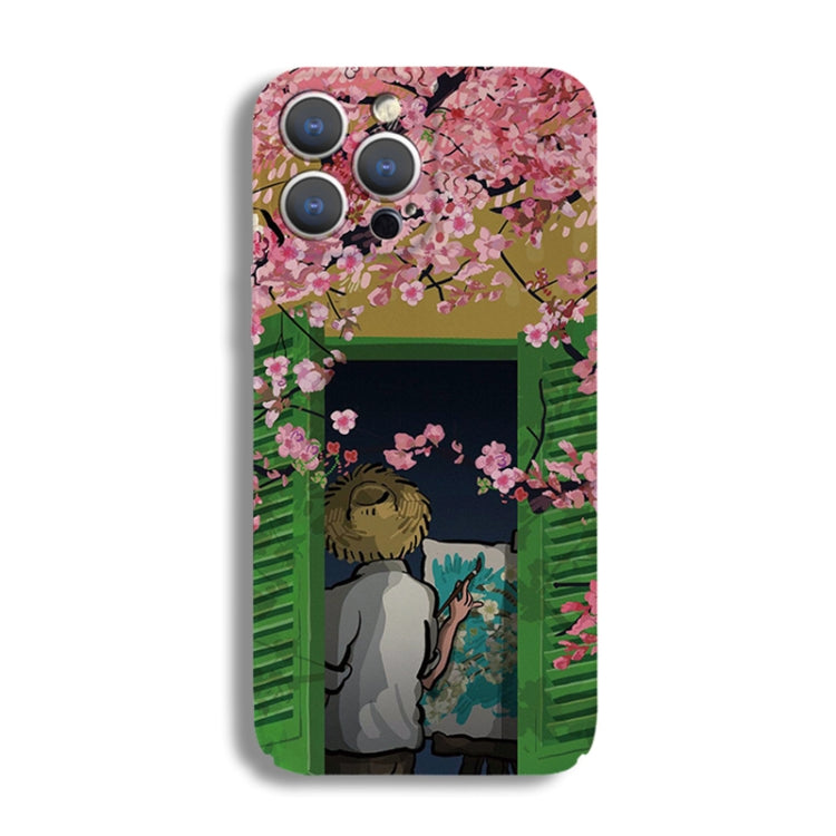 For iPhone 13 Precise Hole Oil Painting Pattern PC Phone Case(Peach Blossom) - iPhone 13 Cases by PMC Jewellery | Online Shopping South Africa | PMC Jewellery