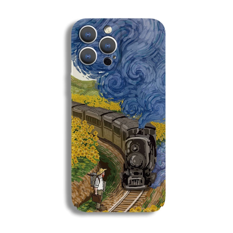 For iPhone 13 Pro Precise Hole Oil Painting Pattern PC Phone Case(Train) - iPhone 13 Pro Cases by PMC Jewellery | Online Shopping South Africa | PMC Jewellery