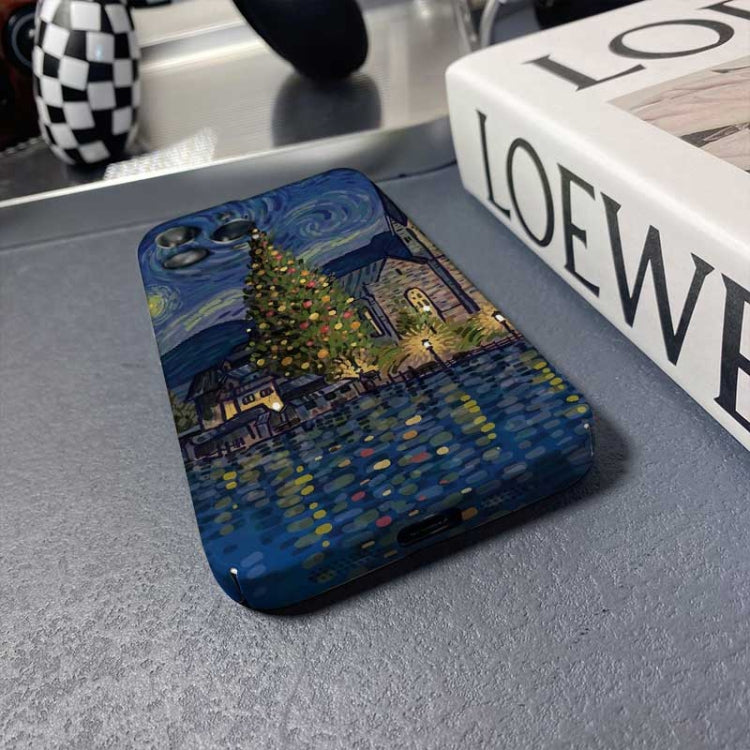For iPhone 12 mini Precise Hole Oil Painting Pattern PC Phone Case(Castle) - iPhone 12 mini Cases by PMC TechLife | Online Shopping South Africa | PMC TechLife