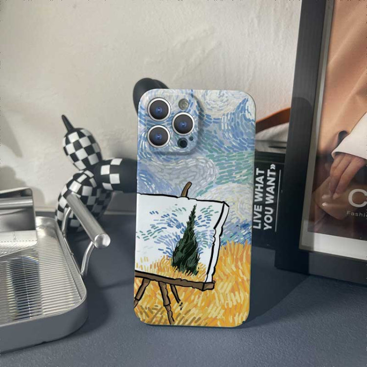For iPhone 12 mini Precise Hole Oil Painting Pattern PC Phone Case(Landscape Painting) - iPhone 12 mini Cases by PMC TechLife | Online Shopping South Africa | PMC TechLife