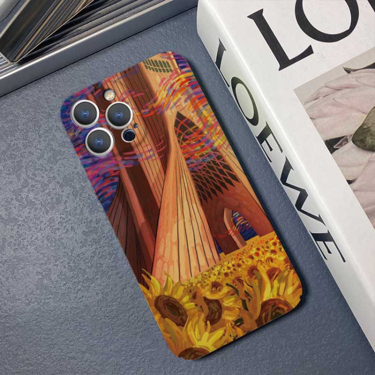 For iPhone 12 mini Precise Hole Oil Painting Pattern PC Phone Case(Architectural Painting) - iPhone 12 mini Cases by PMC TechLife | Online Shopping South Africa | PMC TechLife