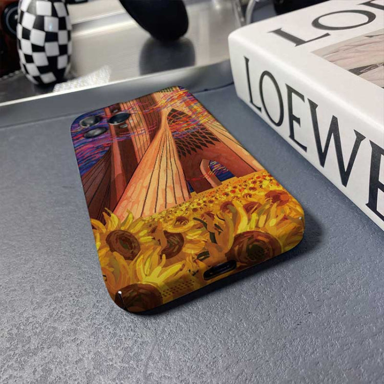 For iPhone 12 mini Precise Hole Oil Painting Pattern PC Phone Case(Architectural Painting) - iPhone 12 mini Cases by PMC TechLife | Online Shopping South Africa | PMC TechLife