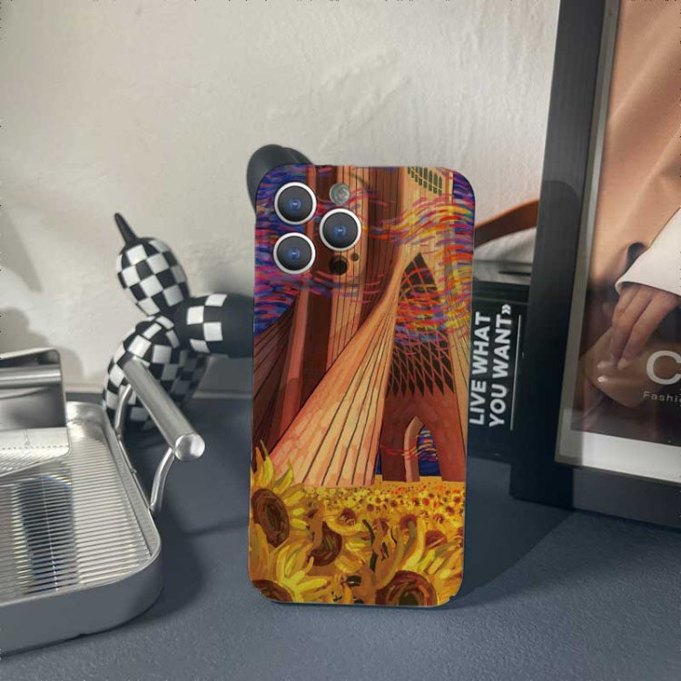 For iPhone 12 Precise Hole Oil Painting Pattern PC Phone Case(Architectural Painting) - iPhone 12 / 12 Pro Cases by PMC Jewellery | Online Shopping South Africa | PMC Jewellery