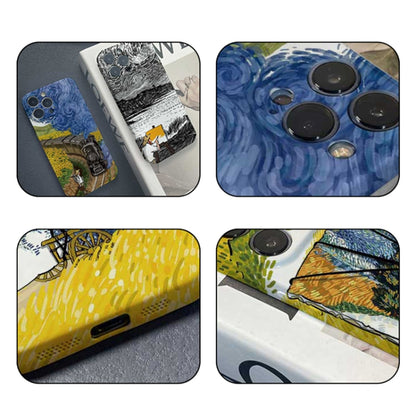 For iPhone 12 Pro Precise Hole Oil Painting Pattern PC Phone Case(Handcart) - iPhone 12 / 12 Pro Cases by PMC Jewellery | Online Shopping South Africa | PMC Jewellery